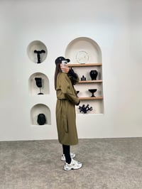 Espe Haki Premium Astarlı İkili Sihirli TrençkotGausKABANGU0090342