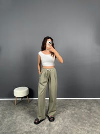 Haki Kemer Detaylı Gabardin Pantolon GausPANTOLONGU008447