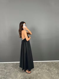 Jany Siyah Boyundan Bağlamalı İncili Poplin ElbiseGausELBİSEGU008784