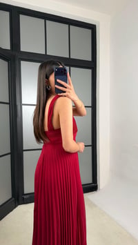 Bordo Örgü Askılı Astarlı Şifon Elbise GAUS-01377GAUSELBİSEGAUS-01377