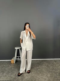 Sis Beyaz İthal Kumaş Premium Tek Düğmeli  İkili Takım GausTAKIMGU008233