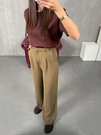 Layra Haki Yandan Düğme Detaylı Kumaş PantolonGausPANTOLONGU100332