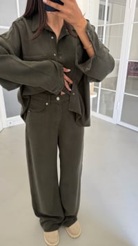Haki Gömlek Pantolon İkili Premium Tencel Denim Takım GAUS-02099GAUSTAKIMGAUS-02099