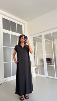 Siyah OYS Model Polo Yaka Basic Elbise GAUS-01728GAUSELBİSEGAUS-01728