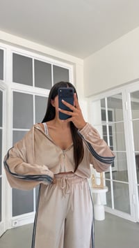 Taş Şerit Detaylı Hırka Beli Lastikli Pantolon İkili Kadife Takım GAUS-02197GAUSSuitsGAUS-02197