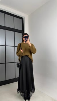 Siyah Dantel Detaylı Saten Etek GAUS-00999GAUSETEKGAUS-00999