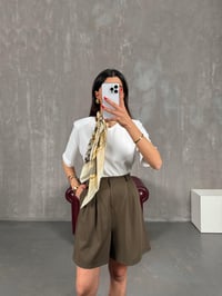 Kahve Vatkalı Astarlı Yelek Şehir Boy Şort Takım Gaus00173GausTAKIMGU1001401