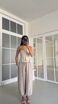 Taş Beli Lastikli Keten Şalvar Pantolon GAUS-01518GAUSPANTOLONGAUS-01518
