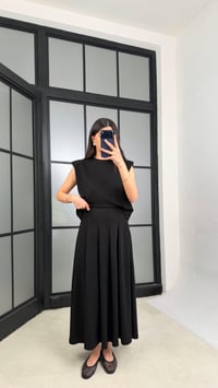 Siyah Vatkalı Bluz Cepli Etek İkili Modal Takım GAUS-01311GAUSSuitsGAUS-01311