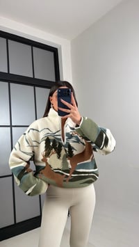 Yeşil Fermuarlı Geyik Desenli Polar Sweatshirt GAUS-00723 GAUS-01100GAUSSWEATSHIRTGAUS-01100