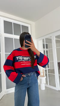 Lacivert Şeritlı Baskılı Sweatshirt GAUS-02121 GAUS-02198GAUSSweatshirtGAUS-02198