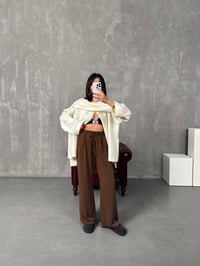 Sima Kahve Beli Lastikli Ayrobin PantolonGausPANTOLONGU00903859