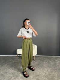 Haki Paçası Fermuarlı Şalvar PantolonGausPANTOLONGU004691