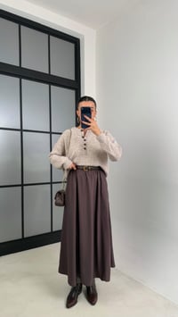 Acı Kahve Beli Lastikli Cepli Tencel Etek GAUS-00670GAUSETEKGAUS-00670