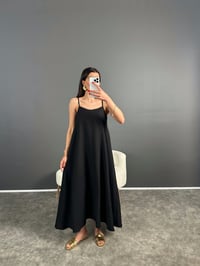 Jamin Siyah İp Askılı Uzun ElbiseGausELBİSEGU0007154