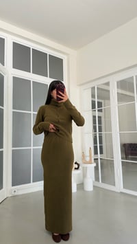Yeşil Hırka Beli Lastikli Etek İkili Triko Takım GAUS-02184GAUSTAKIMGAUS-02184