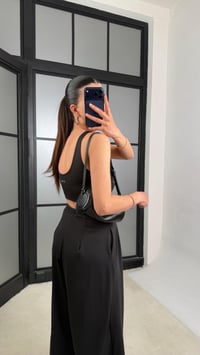 Siyah OYS Model Pedli  Crop Beli Lastikli Pantolon İkili Takım GAUS-01441GAUSTAKIMGAUS-01441