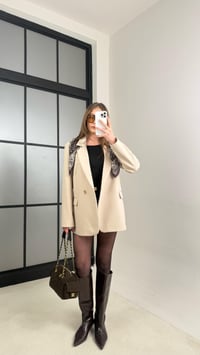 Taş Astarlı Vatkalı Fular Detaylı Blazer Ceket GAUS-00976GAUSCEKETGAUS-00976