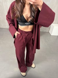 Rozali Bordo Gabardin Kimono İkili TakımGausTAKIMGU100562