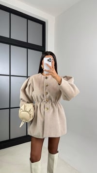 Taş Beli Lastikli Düğmeli Peluş Ceket GAUS-00182GAUS السترات  GAUS-00182