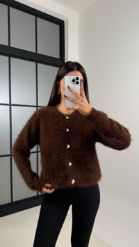 Acı Kahve Kalp Düğme Detaylı Yumuşak Dokulu Hırka GAUS-00144GAUSHIRKAGAUS-00144