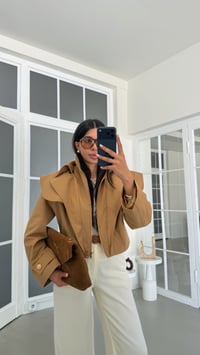 Camel Premium Pelerin Detaylı Astarlı Ceket GAUS-02045GAUSJacketsGAUS-02045