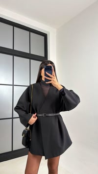 Siyah Kemerli Astarlı Cepli Premium Ceket GAUS-00818GAUSCEKETGAUS-00818