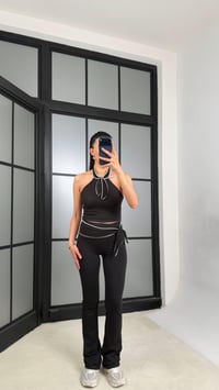 Siyah OYS Model Fiyonk Detaylı Crop Tayt Takım GAUS-01407GAUSTAKIMGAUS-01407