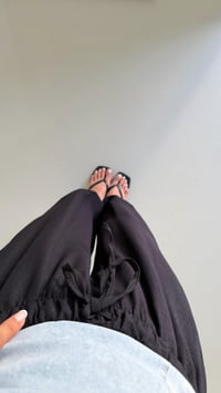 Siyah Beli Lastikli Keten Şalvar Pantolon GAUS-01518GAUSPANTOLONGAUS-01518