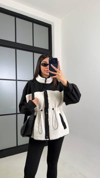 Siyah Beli Lastikli Muadil Peluş Ceket GAUS-00833GAUSCEKETGAUS-00833