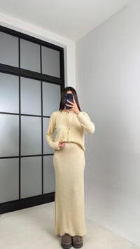 Bej Hırka Beli Lastikli Etek Triko takım GAUS-00853GAUSTAKIMGAUS-00853