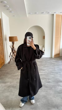 Siyah Astarlı Kuşaklı Premium Kaşe Kaban GAUS-00505GAUSKABANGAUS-00505