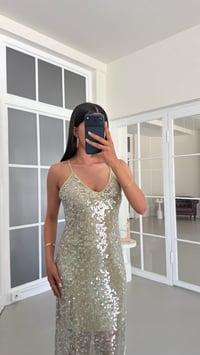 Yeşil Ayarlanabilir Askılı Astarlı Pullu Etek GAUS-01684GAUSELBİSEGAUS-01684