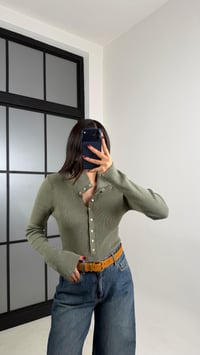 Haki Çıtçıt Düğmeli Triko Kazak GAUS-00780GAUSKAZAKGAUS-00780