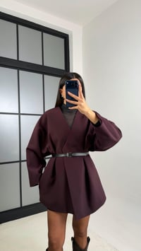 Mürdüm Kemerli Astarlı Cepli Premium Ceket GAUS-00818GAUSCEKETGAUS-00818