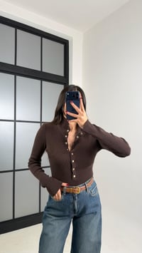 Acı Kahve Çıtçıt Düğmeli Triko Kazak GAUS-00780GAUSKAZAKGAUS-00780