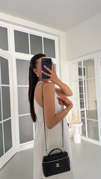 Beyaz Şerit Detaylı Premium Keten Elbise GAUS-01766GAUSELBİSEGAUS-01766