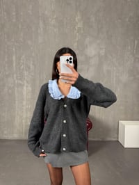 Moi Antrasit Bebe Yaka Örme HırkaGausHIRKAGU100364