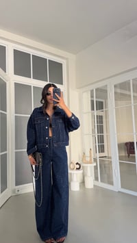 Lacivert Lacivert Premium Taşlı Denim İkili Takım GAUS-01953GAUSTAKIMGAUS-01953