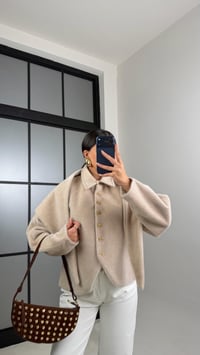 Taş Fiyonk Düğmeli Astarlı Şal Detaylı Kaşe Ceket GAUS-00885GAUSCEKETGAUS-00885