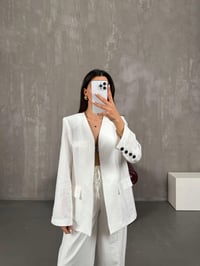Beyaz Vatkalı Ceket Pantolon Takım Gaus00079GausTAKIMGU1001184