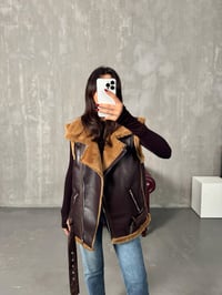 Sindo Kahve Peluş Deri Yelek CeketGausCEKETGU00903881