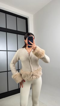 Bej Kürk Detaylı Çıtçıt Düğmeli Hırka GAUS-01040GAUSHIRKAGAUS-01040