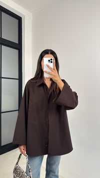 Acı Kahve Yarasa Kol Oversize Cep Detaylı Poplin Gömlek GAUS-0072GAUSGÖMLEKGAUS-0072