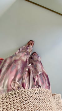 gül kurusu Desenli Saten Pantolon GAUS-01681GAUSPantsGAUS-01681