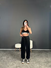 Siyah Modal Kumaş Şalvar Pantolon GausPANTOLONGU004056