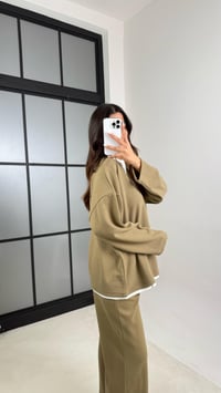 Camel Tshirt Detaylı Kazak Beli Lastikli Pantolon İkili Triko Takım GAUS-00485GAUSTAKIMGAUS-00485