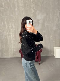 Suze Siyah İncili Fermuarlı HırkaGausHIRKAGU00904051
