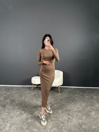 Kahve Oys Kumaş Modal ElbiseGausELBİSEGU004424