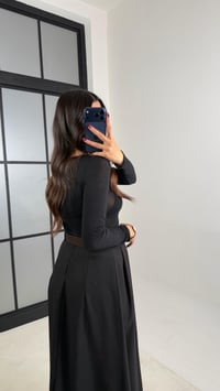 Siyah Kemerli Pile Detaylı Kumaş Etek GAUS-00701GAUSETEKGAUS-00701